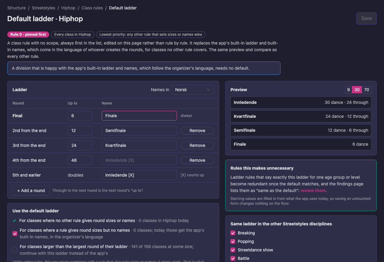 The default ladder page