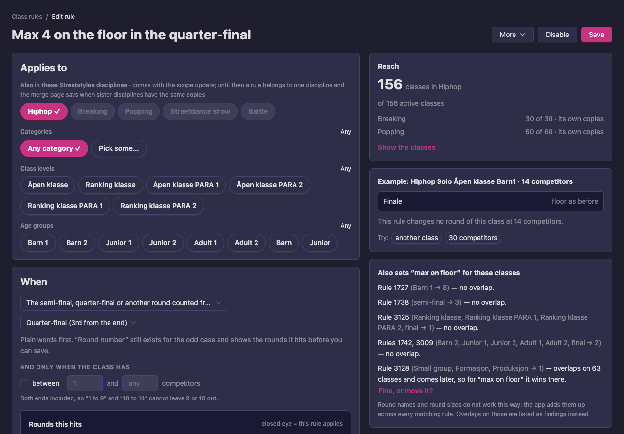 The rule editor
