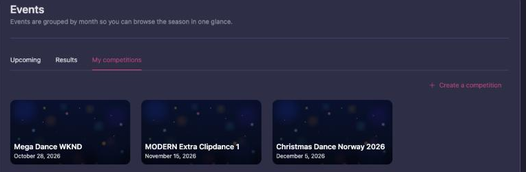 The Create a competition link on the My competitions tab