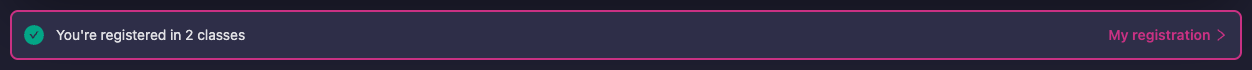 The event page shows that you are registered