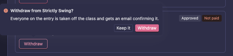 Confirming that you withdraw from a class