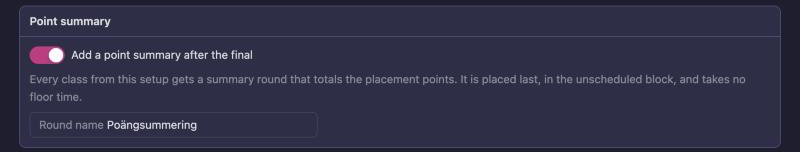 Point summary