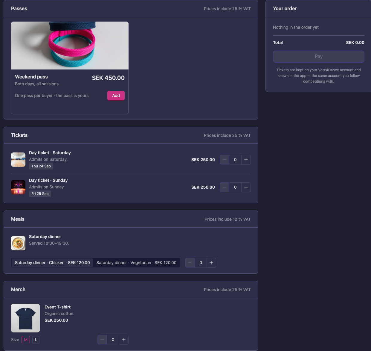 The Tickets page